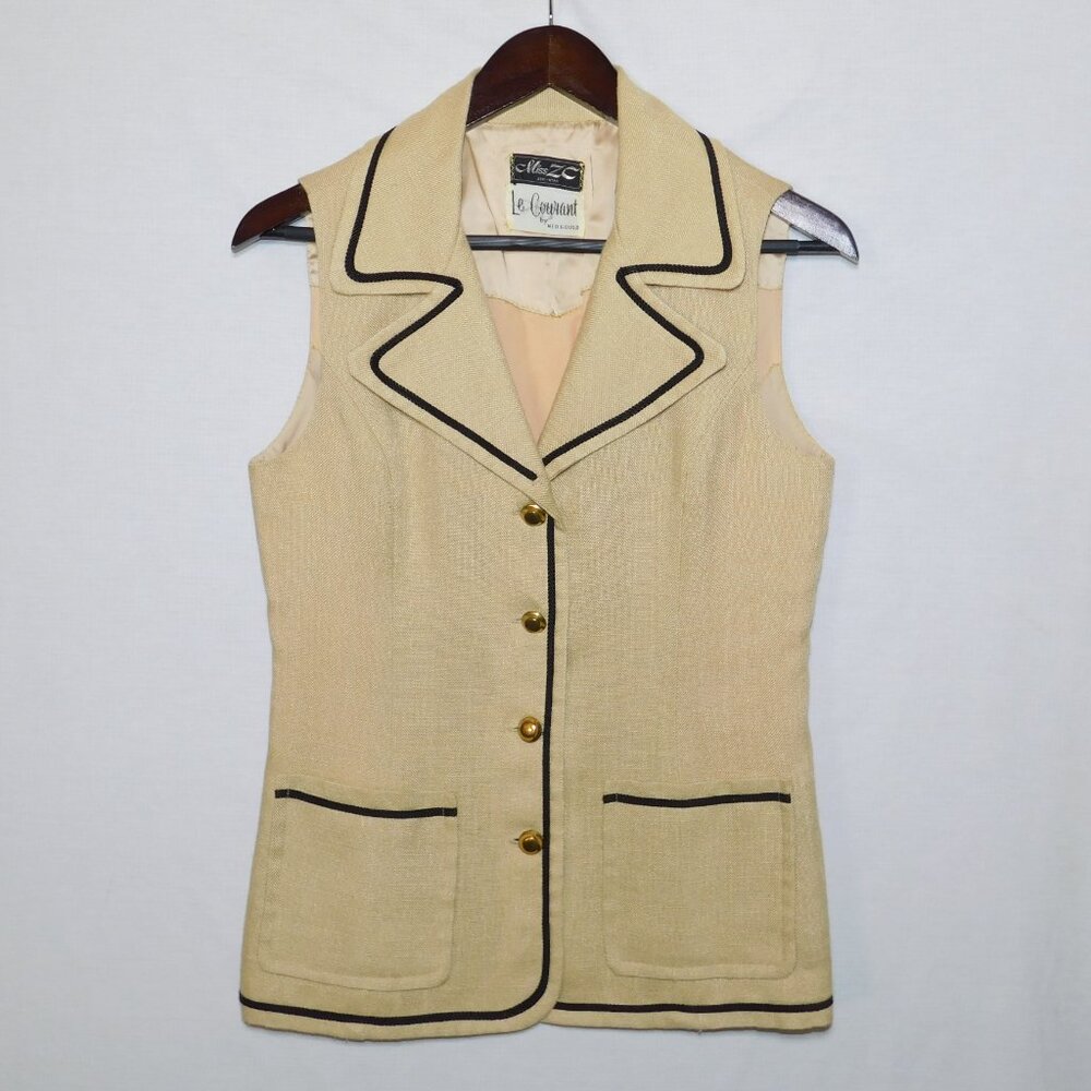 Vintage 1960s LE COURANT By Ned Gould Sleeveless Canvas Vest Top Women's M
